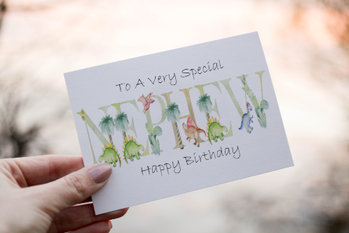 Nephew Dinosaur Birthday Card, Card for Nephew, Dino Birthday